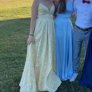 Yellow Prom Dress with Floral Detailing